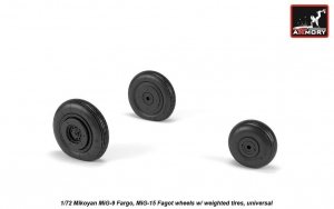 Armory Models AW72053 Mikoyan MiG-9 Fargo / MiG-15 Fagot (early) wheels w/ weighted tires 1/72