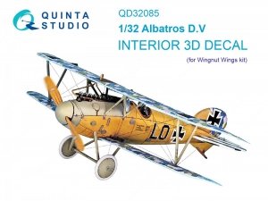 Quinta Studio QD32085 Albatros D.V 3D-Printed & coloured Interior on decal paper (Wingnut Wings) 1/32