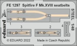 Eduard FE1297 Spitfire F Mk.XVIII seatbelts STEEL AIRFIX 1/48