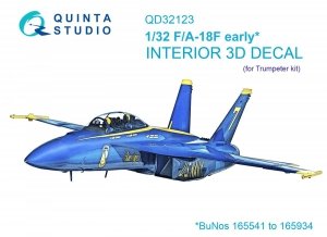 Quinta Studio QD32123 F/A-18F early 3D-Printed & coloured Interior on decal paper (Trumpeter) 1/32