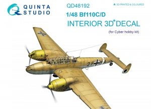 Quinta Studio QD48192 Bf 110C/D 3D-Printed & coloured Interior on decal paper (for Cyber-hobby kit) 1/48