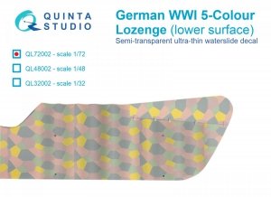 Quinta Studio QL72002 German WWI 5-Colour Lozenge (lower surface) 1/72