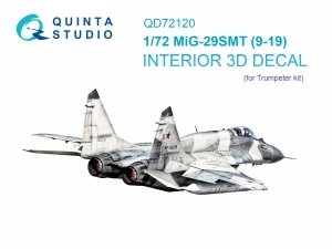Quinta Studio QD72120 MiG-29SMT 9-19 3D-Printed coloured Interior on decal paper (Trumpeter) 1/72