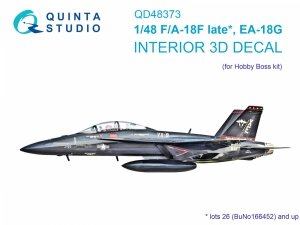Quinta Studio QD48373 F/A-18F late / EA-18G 3D-Printed & coloured Interior on decal paper (Hobby Boss) 1/48