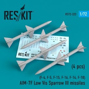 RESKIT RS72-0323 AIM-7F LOW VIS SPARROW III MISSILES (4PCS) 1/72