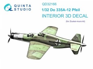 Quinta Studio QD32166 Do 335A-12 3D-Printed & coloured Interior on decal paper (Zoukei-Mura) 1/32