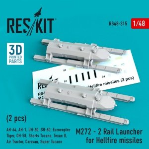 RESKIT RS48-0315 M272 - 2 RAIL LAUNCHER FOR HELLFIRE MISSILES (2 PCS) 1/48