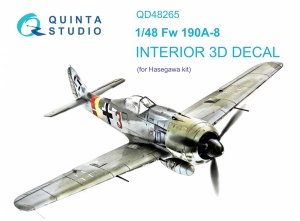 Quinta Studio QD48265 Fw 190A-8 3D-Printed & coloured Interior on decal paper ( Hasegawa ) 1/48