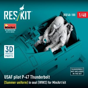 RESKIT RSF48-0100 USAF pilot P-47 Thunderbolt (Summer uniform) in seat (WW2) for MiniArt kit (3D Printed) (1/48)