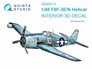 Quinta Studio QD48413 F6F-3E/N Hellcat 3D-Printed & coloured Interior on decal paper (Eduard) 1/48