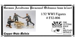 Copper State Models F32-006 German aerodrome personnel ordnance team with cart 1:32