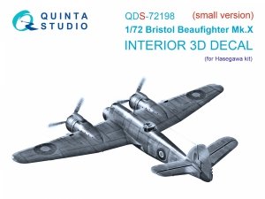 Quinta Studio QDS-72198 Bristol Beaufighter Mk.X 3D-Printed & coloured Interior on decal paper (Hasegawa) (small version) 1/72