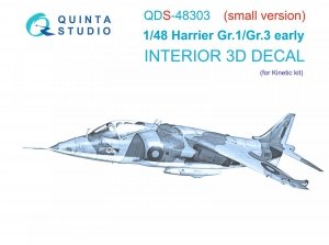 Quinta Studio QDS48303 Harrier Gr.1/Gr.3 Early 3D-Printed & coloured Interior on decal paper (Kinetic) (Small version) 1/48
