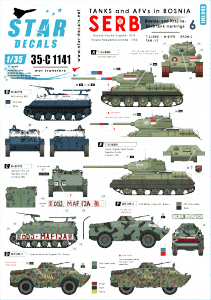 Star Decals 35-C1141 Serbian (SVK and VRS) T-34/85M, M60 PB, BRDM-2 and TAM 110 truck 1/35
