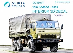 Quinta Studio QD35017 KAMAZ 4310 3D-Printed & coloured Interior on decal paper (for ICM kit) 1/35