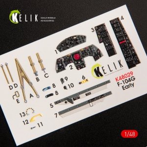 KELIK K48029 F-104G STARFIGHTER EARLY TYPE INTERIOR 3D DECALS FOR HASEGAWA KIT 1/48