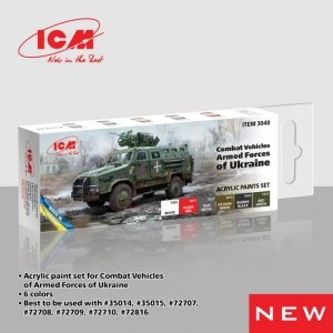 ICM 3040 Acrylic paints set for Combat Vehicles Armed Forces of Ukraine 12 ml х 6