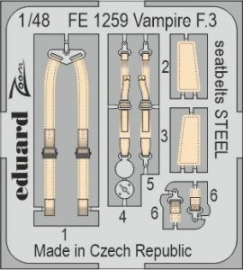 Eduard FE1259 Vampire F.3 seatbelts STEEL AIRFIX 1/48