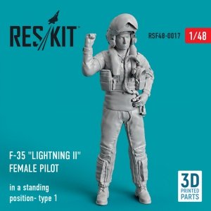 RESKIT RSF48-0017 F-35 LIGHTNING II FEMALE PILOT (IN A STANDING POSITION- TYPE 1) (3D PRINTED) 1/48