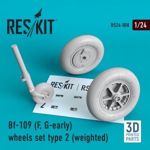 RESKIT RS24-0008 BF-109 (F, G-EARLY) WHEELS SET TYPE 2 (WEIGHTED) 1/24