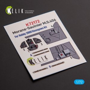 Kelik K72172 Morane-Saulnier M.S.406 - interior 3D decals for Hobby 2000/Hasegawa kit (1/72)