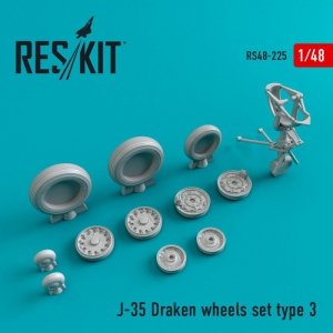 RESKIT RS48-0225 J-35 Draken wheels set type 3 1/48