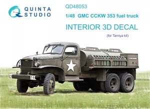 Quinta Studio QD48053 GMC CCKW 353 fuel truck 3D-Printed & coloured Interior on decal paper (Tamiya) 1/48