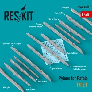RESKIT RS48-0436 PYLONS FOR RAFALE TYPE 1 1/48