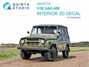 Quinta Studio QD35115 UAZ-469 3D-Printed & coloured Interior on decal paper (Zvezda) 1/35
