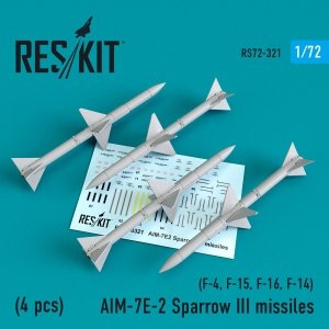 RESKIT RS72-0321 AIM-7E-2 SPARROW III MISSILES (4PCS) 1/72