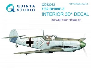 Quinta Studio QD32052 Bf 109E-3 3D-Printed & coloured Interior on decal paper (for Cyber-hobby/Dragon kit) 1/32