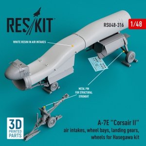 RESKIT RSU48-0316 A-7E CORSAIR II AIR INTAKES, WHEEL BAYS, LANDING GEARS, WHEELS FOR HASEGAWA KIT (3D PRINTED) 1/48
