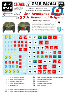 Star Decals 35-968 British 4th & 27th Armoured Brigade 1/35