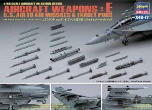 Hasegawa X48-17 AIRCRAFT WEAPONS E : U.S. AIR-TO-AIR MISSILES TARGET PODS (1:48)