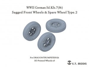 E.T. Model P35-133 WWII German Sd.Kfz.7(8t) Sagged Front Wheels & Spare Wheel Type.2 for Dragon / Trumpeter kit 1/35