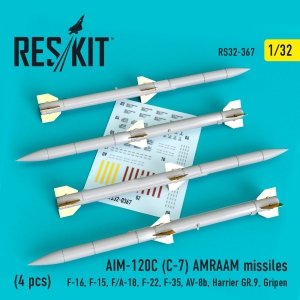 RESKIT RS32-0367 AIM-120C (C-7) AMRAAM MISSILES (4 PCS) 1/32