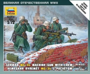  Zvezda 6210 German MG-34 machine-gun with crew 1941-1945 (winter) 1/72