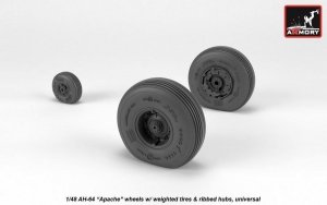 Armory Models AW48331 AH-64 Apache wheels w/ weighted tires, ribbed hubs 1/48