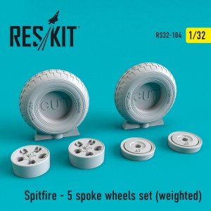 RESKIT RS32-0104 SPITFIRE (5 SPOKE) WHEELS SET (WEIGHTED) 1/32