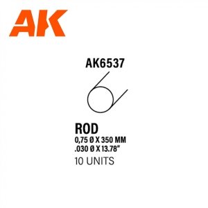 AK Interactive AK6537 ROD 0.75 DIAMETER X 350MM – STYRENE ROD – (10 UNITS)