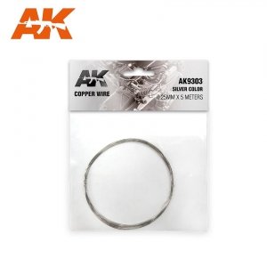 AK Interactive AK9303 COPPER WIRE 0.25MM Ø X 5 METERS. SILVER COLOR