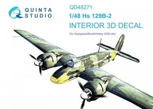 Quinta Studio QD48271 Hs 129B-2 3D-Printed & coloured Interior on decal paper (Hasegawa) 1/48