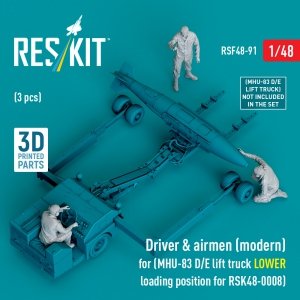 RESKIT RSF48-0091 Driver & airmen (modern) (3 pcs) (MHU-83 D/E lift truck LOWER loading position for RSK48-0008) (3D Printed) (1/48)