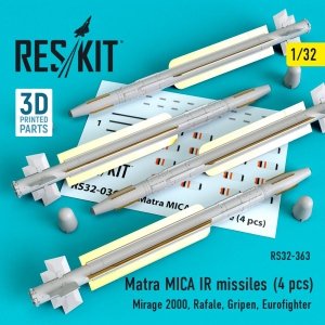 RESKIT RS32-0363 MATRA MICA IR MISSILES (4 PCS) 1/32