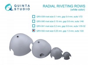 Quinta Studio QRV-042 Radial riveting rows (rivet size 0.25 mm, gap 1.0 mm, suits 1/24), White color 1/24
