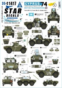 Star Decals 35-C1417 Cyprus 74 2. Turkish invasion of Cyprus in 1974. British Peacekeepers. Ferret Mk 1/2, Ferret Mk 2/3, Saladin Mk 2 1/35