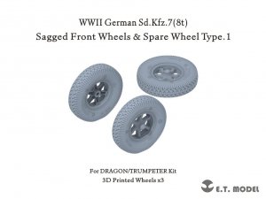 E.T. Model P35-132 WWII German Sd.Kfz.7(8t) Sagged Front Wheels & Spare Wheel Type.1 for Dragon / Trumpeter kit 1/35