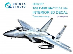 Quinta Studio QD32157 F-15C Late/F-15J late 3D-Printed & coloured Interior on decal paper (Tamiya) 1/32