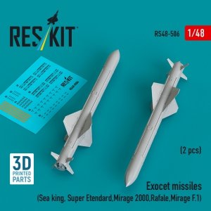 RESKIT RS48-0506 Exocet missiles (2 pcs) (3D Printed) 1/48