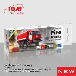ICM 3031 Acrylic paint set for Fire trucks 6x12ml